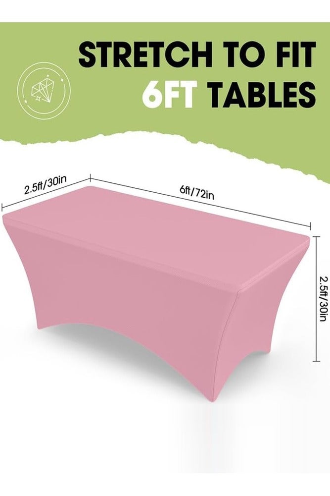 AMERTEER 6FT Stretch Spandex Tablecloth – Washable Wrinkle-Resistant Rectangle Skinny Table Cover for Parties & Business Events - Image 2