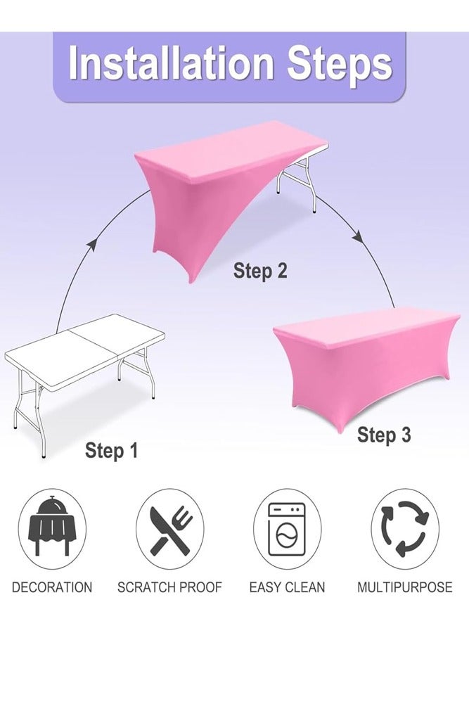 AMERTEER 6FT Stretch Spandex Tablecloth – Washable Wrinkle-Resistant Rectangle Skinny Table Cover for Parties & Business Events - Image 5