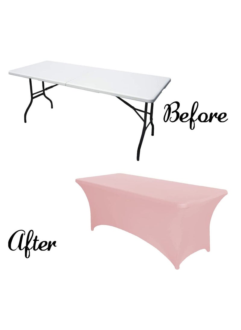 AMERTEER - Spandex Tablecloths 6FT Table Cover Rectangular Stretch Tight Fit Cover for Parties Trade Shows Weddings and Events - Image 1