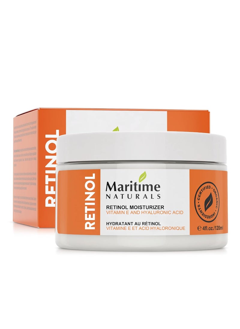 Maritime Naturals - Maritime Naturals Retinol Moisturizer for face with Hyaluronic Acid  Organic Ingredients  Professional Results with Retinol Face Moisturizer  Day  Night Cream for Women  Men 120ml - Image 1