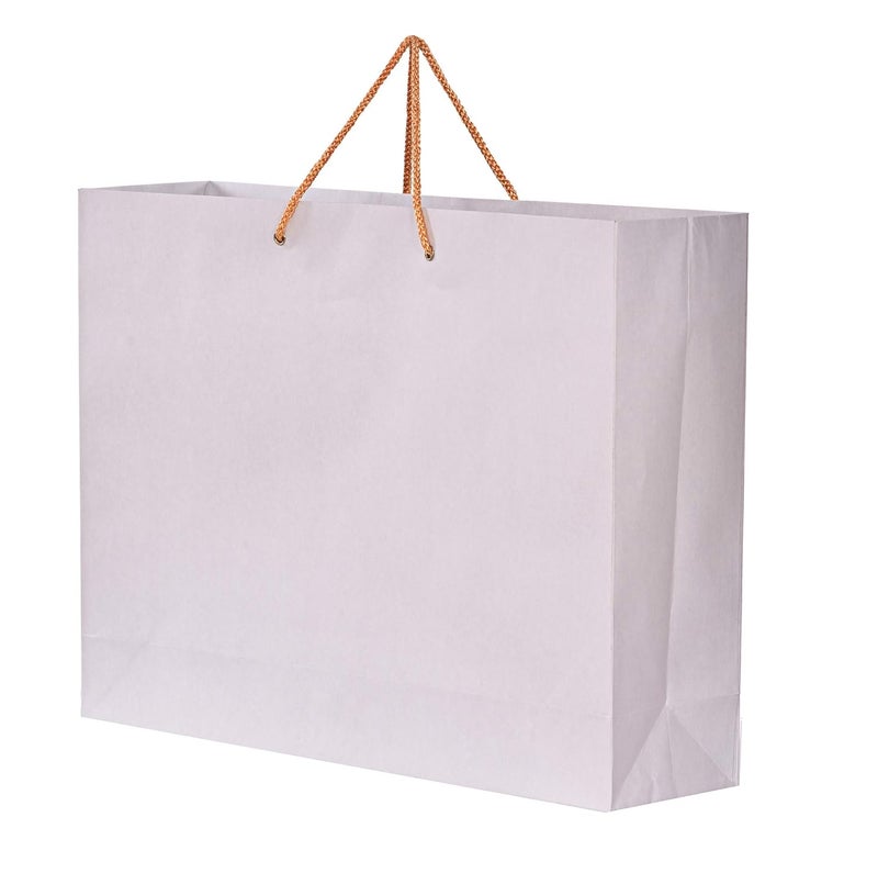 PPJ PAPER CARRY BAG 16 Inch X 4 Inch X 12 Inch Large for DIWALIFUNCTIONBIRTHDAYRETURN GIFTS WHITE PLAIN Pack of 10 HORIZONTAL
