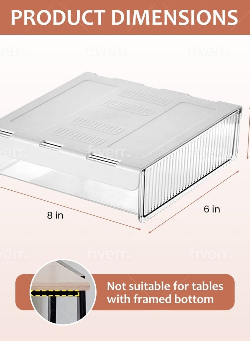 SOLARAE درج تحت المكتب، منظم تخزين قابل للصق، درج مخفي قابل للسحب للمكتب، المنزل، فصل المدرسة - صغير أبيض. - Image 4