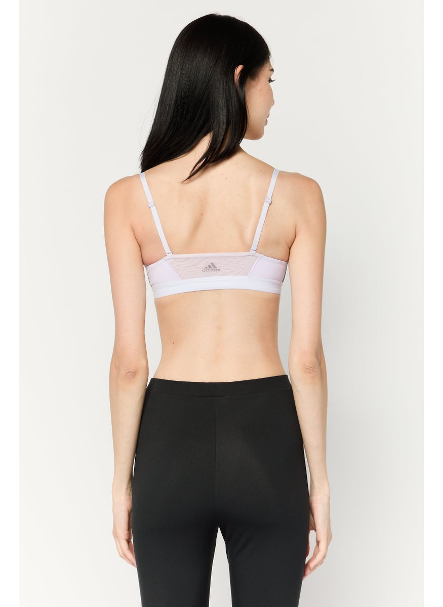 Adidas Women Brand Logo Padded Sports Bra, Lavender  - Image 4