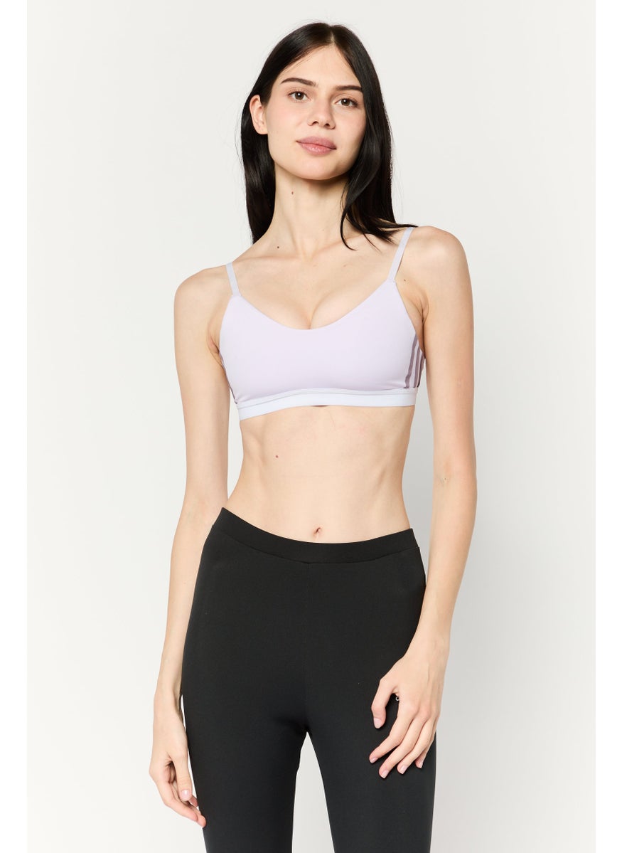 Adidas Women Brand Logo Padded Sports Bra, Lavender  - Image 1