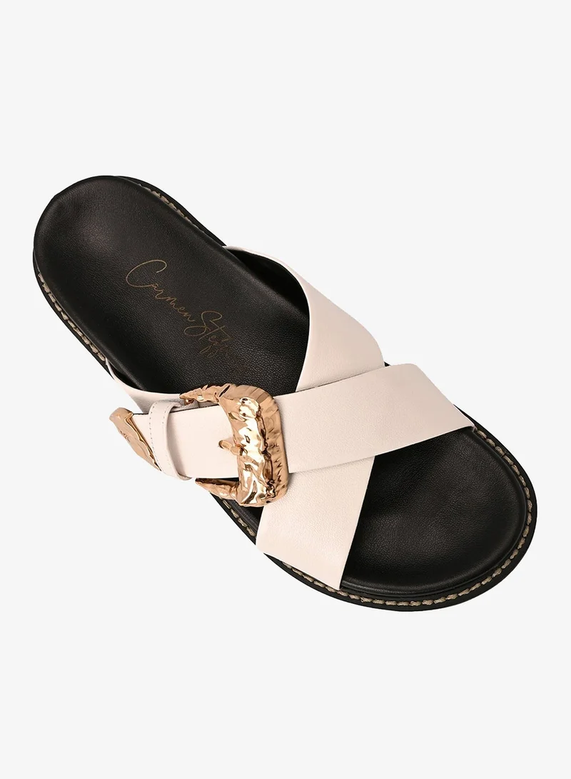 Carmen Steffens  Papete White Bianco Crossed Straps with Buckle for Women | Best Price UAE
