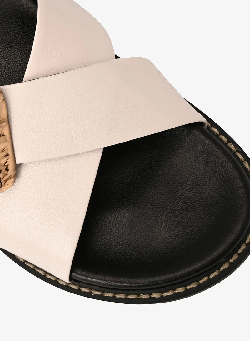 Carmen Steffens  Papete White Bianco Crossed Straps with Buckle for Women | Best Price UAE