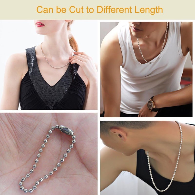 TI-EDC TI-EDC Pure Titanium Bead Ball Chain Necklace, Jewelry Chain Adjustable with Gift Package for Men and Women (3.0mm Bead-30in Length) - Image 5