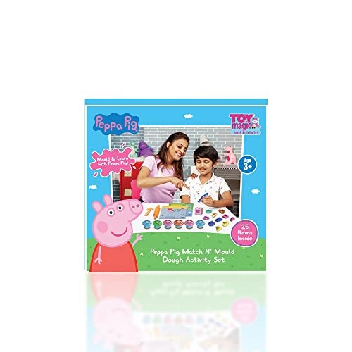 ToyMagic Peppa Pig Soft Dough Match N' Mould Cube Activity Set with Moulding Lid|Pack of 6 Tubs 50gm Each |Water Based Dough|Art & Craft Kit|Birthday & Return Gift for Kids 3+|Non-Toxic|Made in India - Image 1
