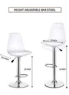 AL WADI FURNITURE AWF AL WADI FURNITURE Set Of 2 Adjustable Fiber Back Bar Chair with Cushioned Seating Bar Stool Comfortable Swivel Chair With Metal Base And Footrest (WHITE)  - Image 4