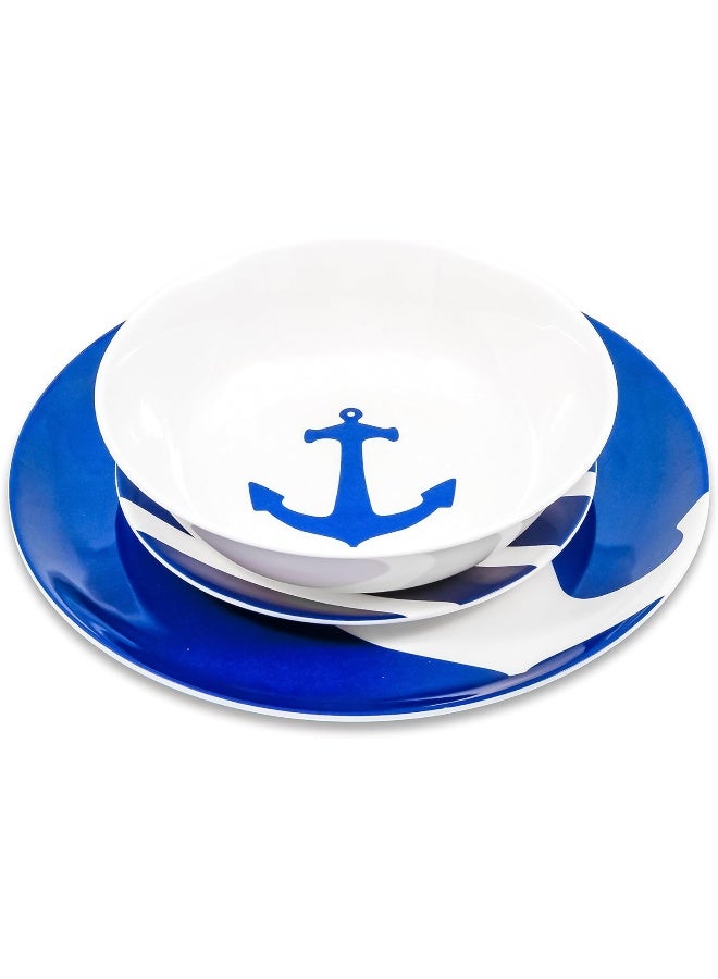 Camco Camco Blue and White Nautical Design 12 Piece Dishware Set - Image 2