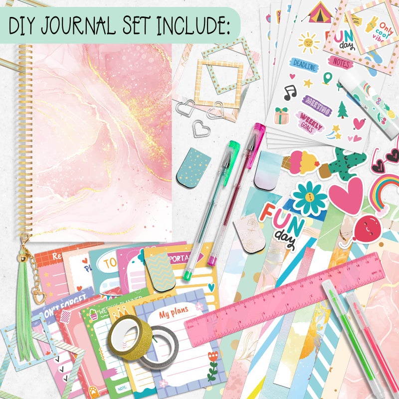 ABERLLS Gifts for Girls Age of 8 9 10 11 12 13 Years Old and Up, DIY Journal Set, Personalized Diary Stuff for Tweens Teens, Decorate Your Planner/Organizer, Journaling Arts Craft Kit. Ideal Toy Age 6-8 - Image 2