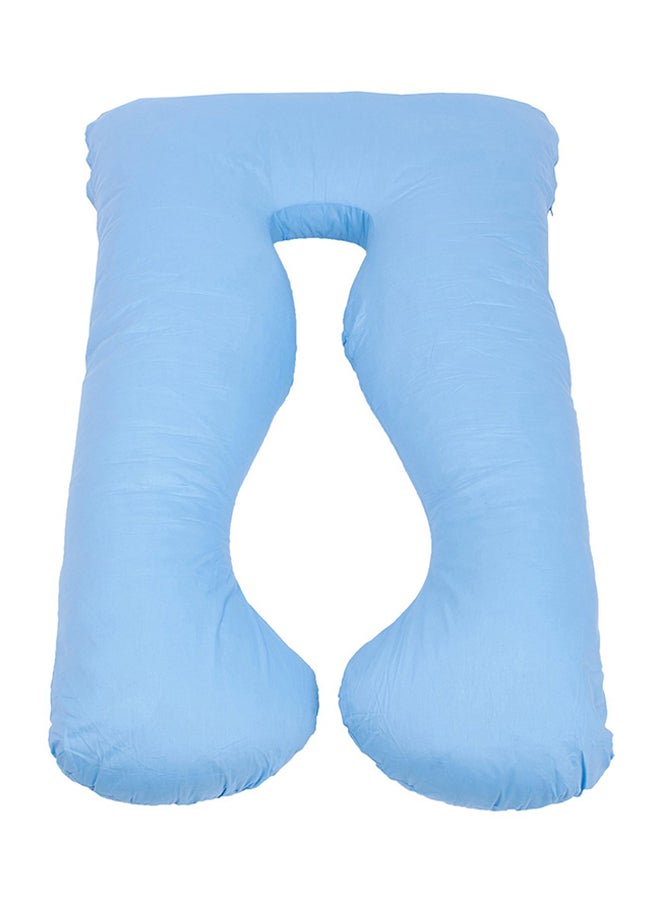 Body Contoured U Shaped Pregnancy Pillow Cotton Light Blue 140x80cm - Image 1