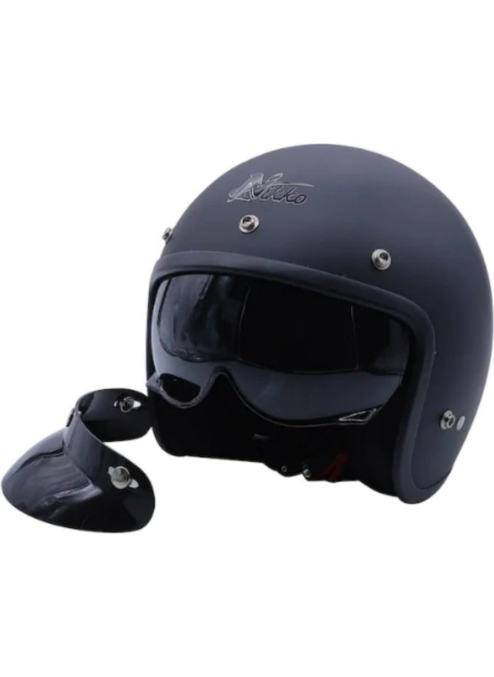 Motorcycle Helmet Half Chopper Helmet with Sun Visor Matte Black - pzsku/Z62A1FBCAF41E444DA077Z/45/_/1740601084/7afc33e4-8558-4777-a880-d764b65a3552