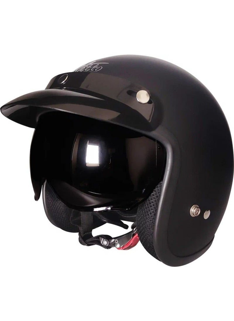 Motorcycle Helmet Half Chopper Helmet with Sun Visor Matte Black - pzsku/Z62A1FBCAF41E444DA077Z/45/_/1740601088/0cb91625-6028-4506-bb32-998599f33ee1