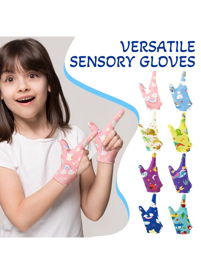 Janmercy 16 Pcs Thumb Sucking Stop for Kids Chewy Gloves Stop Breathable Thumb Guard for Nail Biting Gloves Cute Finger Sucking Stopper for Kids, 8 Style, 2 Finger(3-6 Years) - Image 4