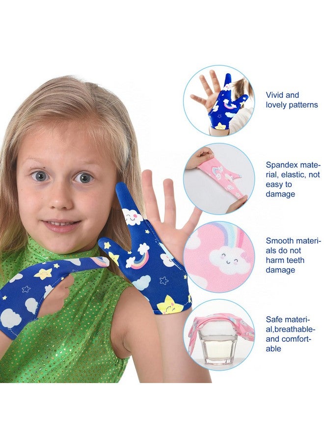 Janmercy 16 Pcs Thumb Sucking Stop for Kids Chewy Gloves Stop Breathable Thumb Guard for Nail Biting Gloves Cute Finger Sucking Stopper for Kids, 8 Style, 2 Finger(3-6 Years) - Image 3