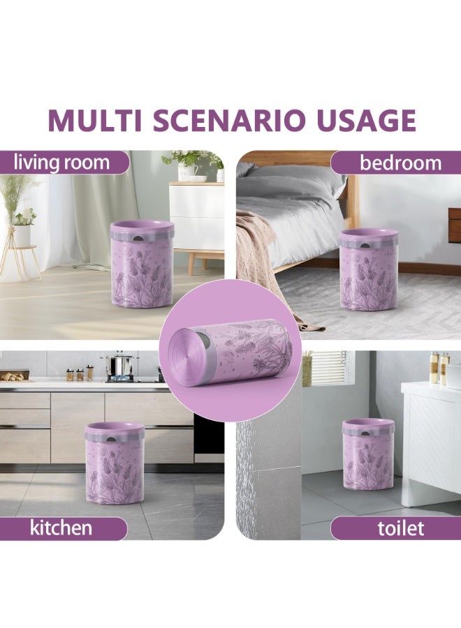 فاصولا أكياس نفايات, عبوة 200 قطعة أكياس زبالة برباط, 4 رولات أكياس قمامة معطرة برائحة اللافندر, 45x50 سم بطانات سلة مهملات شديدة التحمل, أكياس نفايات أرجوانية ضد التسريب للمطبخ والحمام والمكتب, أكياس مطبخ بلاستيكية سميكة ومتينة (أرجواني) - Image 5