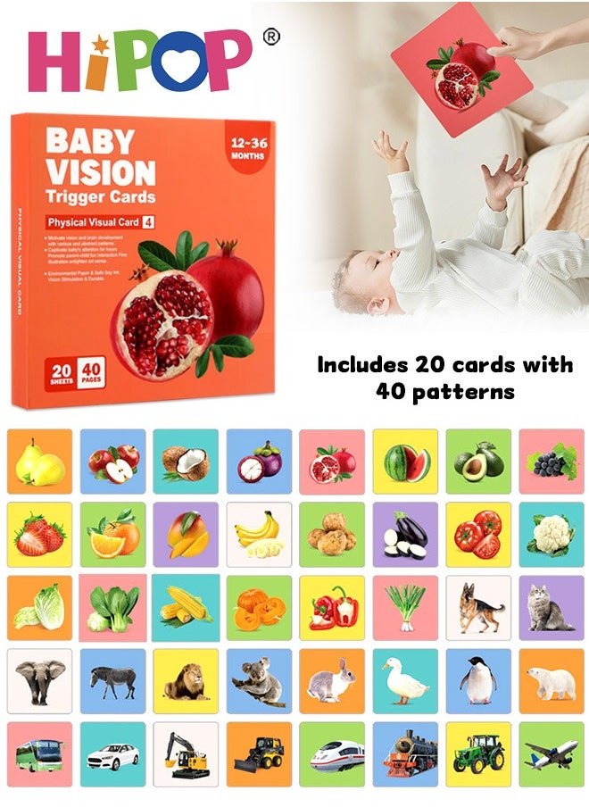 HIPOP High Contrast Baby Flashcard, Baby Visual Stimulation Cards, Black and White Colorful Visual Stimulation Learning Activity Card for Babies Ages 0-3-6-12-36 Months, Newborn Infants Toys Gift  - Image 1
