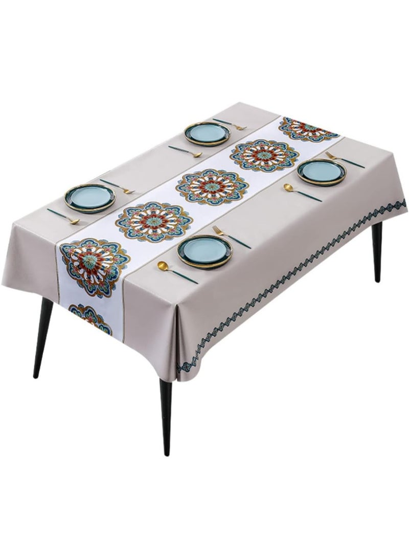 فلاي رود مفرش طاولة مستطيل مقاوم للماء 90*150 سم، مقاوم للماء والزيت والحروق، متين ومقاوم للتجاعيد، تصميم أنيق، نسيج عالي الجودة ومقاوم للغسل، مناسب للمنزل وغرفة المعيشة والخارجية وما إلى ذلك. - Image 3