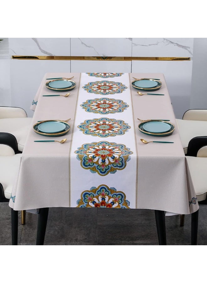 فلاي رود مفرش طاولة مستطيل مقاوم للماء 90*150 سم، مقاوم للماء والزيت والحروق، متين ومقاوم للتجاعيد، تصميم أنيق، نسيج عالي الجودة ومقاوم للغسل، مناسب للمنزل وغرفة المعيشة والخارجية وما إلى ذلك. - Image 2