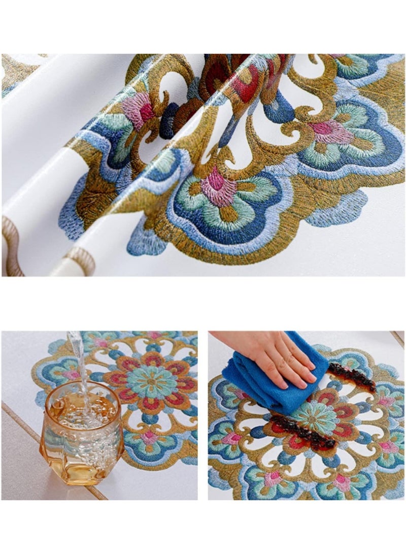 فلاي رود مفرش طاولة مستطيل مقاوم للماء 90*150 سم، مقاوم للماء والزيت والحروق، متين ومقاوم للتجاعيد، تصميم أنيق، نسيج عالي الجودة ومقاوم للغسل، مناسب للمنزل وغرفة المعيشة والخارجية وما إلى ذلك. - Image 5