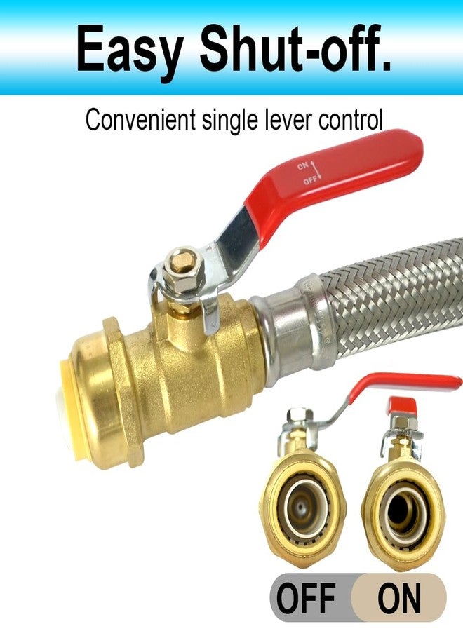 TT FLEX TTFLEX 24 inch Water Heater Connector Hose 3/4" Shut Off Ball Valve x 3/4" FIP, Water Heater Supply Line, Stainless Steel Braided Flex Line, Push to Connect Copper, PEX, PE-RT, CPVC Pipes - Image 4