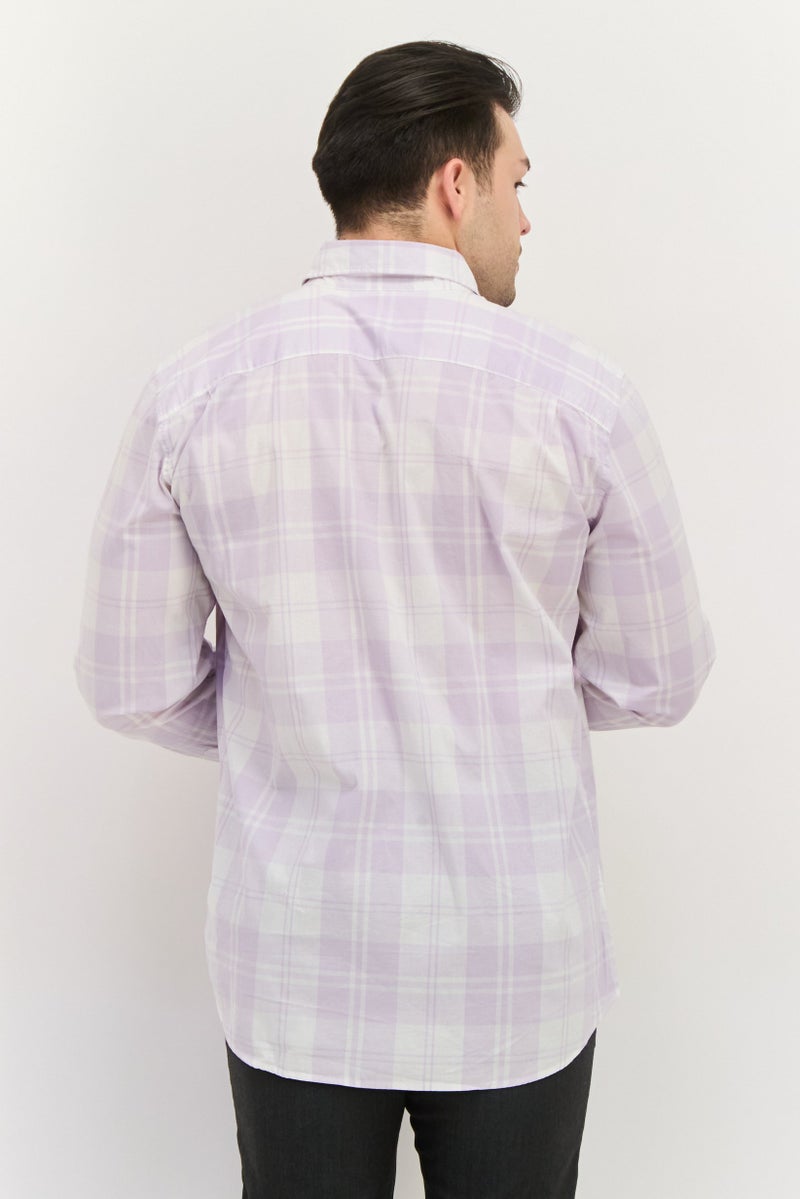 GAP Men Slim Fit Plaid Long Sleeves Casual Shirt, Light Purple - Image 3
