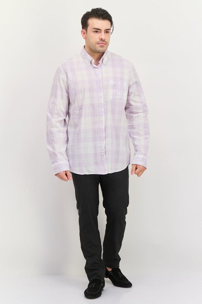 GAP Men Slim Fit Plaid Long Sleeves Casual Shirt, Light Purple - Image 4
