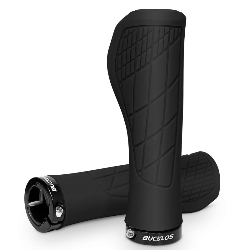 BUCKLOS Single Lock-on Bike Handlebar Grips - Mountain Bike MTB Ergonomic Anti-Slip Handle Grip - Bicycle Comfort Locking Handle Bar for BMX/Cruiser Bike/Scooter (7/8" Black) - Image 1