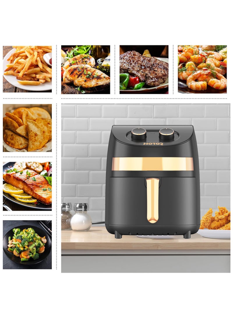 HOTOR Air Fryer No Pre-Heat Needed, Oil-Free Crispy And Healthy Cooking, With Adjustable Temperature Control 3.5L Black - Image 3
