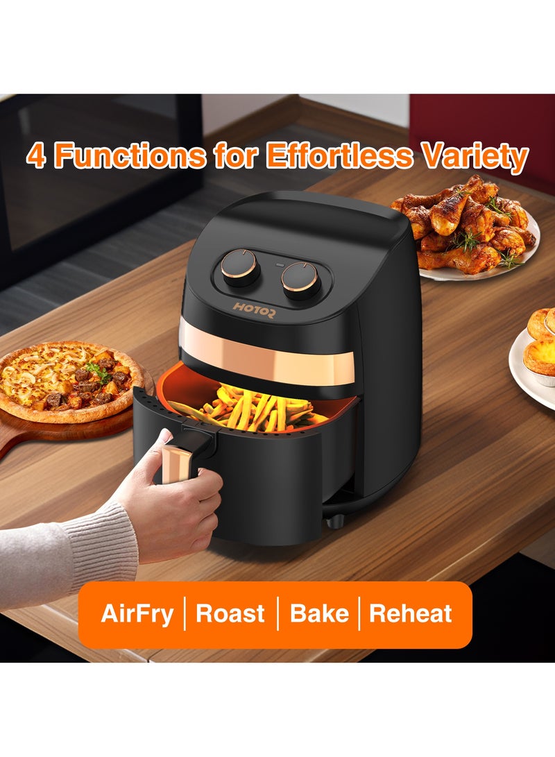 HOTOR Air Fryer No Pre-Heat Needed, Oil-Free Crispy And Healthy Cooking, With Adjustable Temperature Control 3.5L Black - Image 4