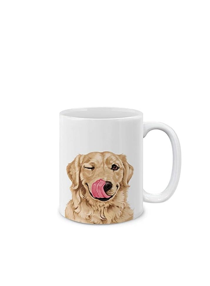 RYN Cute Winking Golden Retriever Ceramic Coffee Mug Tea Cup, 11 OZ - Image 1