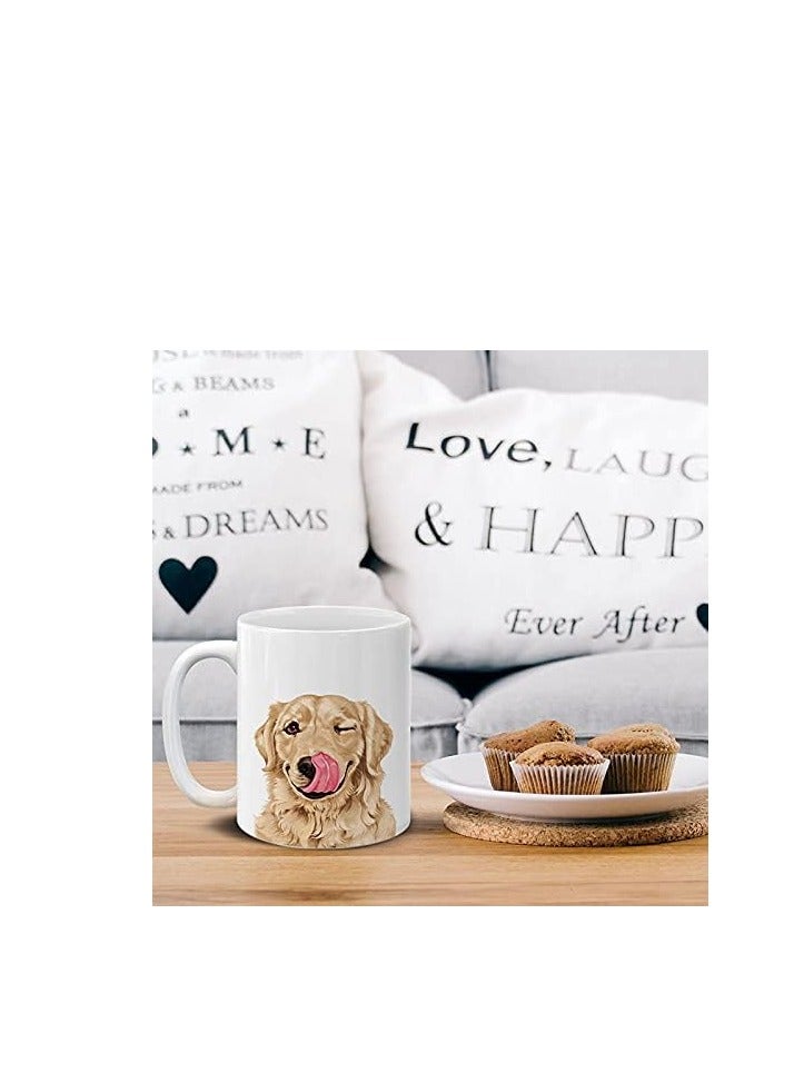 RYN Cute Winking Golden Retriever Ceramic Coffee Mug Tea Cup, 11 OZ - Image 2