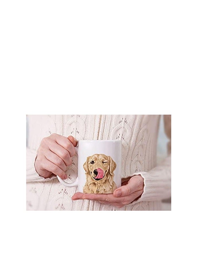 RYN Cute Winking Golden Retriever Ceramic Coffee Mug Tea Cup, 11 OZ - Image 3
