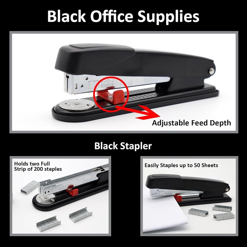 Black Office Supplies Set - Stapler , Tape Dispenser , Scissors , and More - Image 4