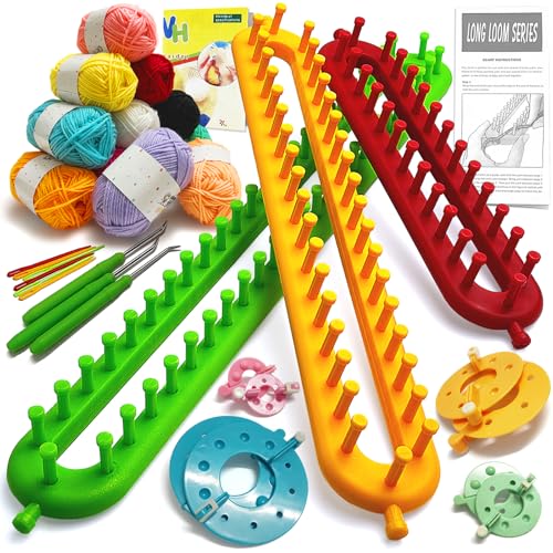 UCDRMA Knitting Loom Kit 35PC Scarf Loom Knitting Kit for Beginners, Quick Loom Knitting for Beginners Adult Contain Instructions, Pom Pom Maker and Yarn for Crochet Blanket Kit - Image 1