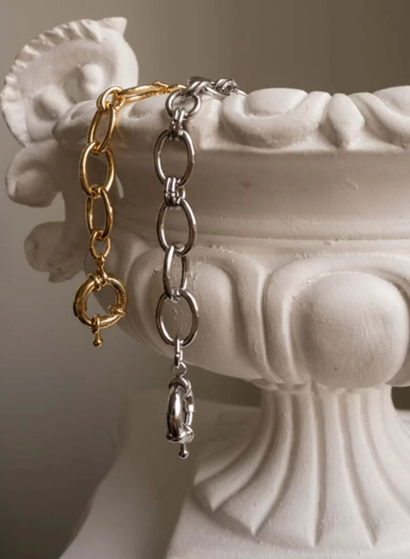 LUV AJ Cleo Link Chain Necklace-Silver