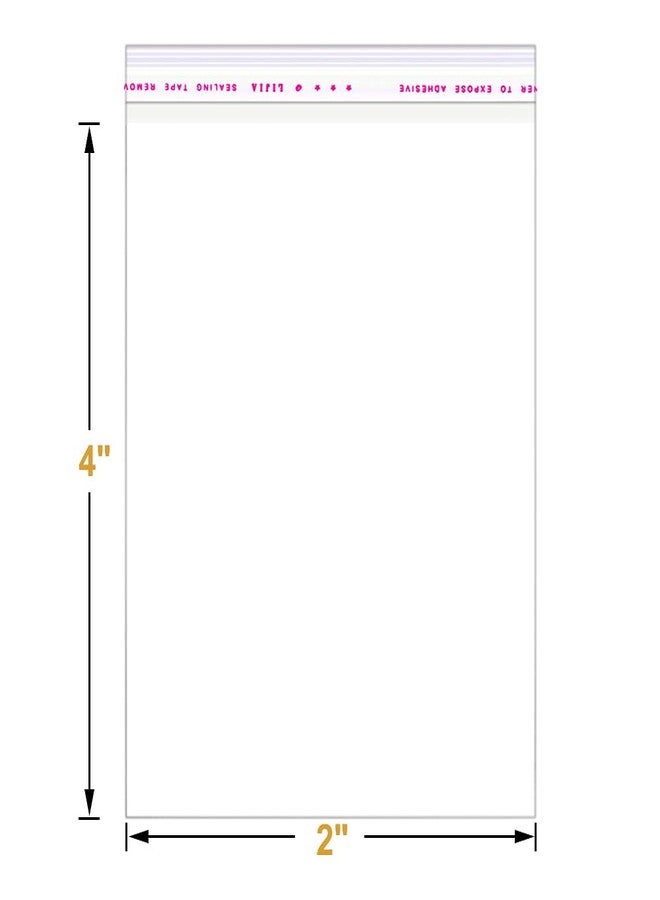 Macoota 200 Pcs 2" x 4" Thick 1.6 Mil Small Clear Self Sealing Resealable Cellophane Poly Bags Heavy-duty Adhesive Cello Plastic Bags Packaging Jewelry Earrings Beads Gift OPP Bag - Image 2