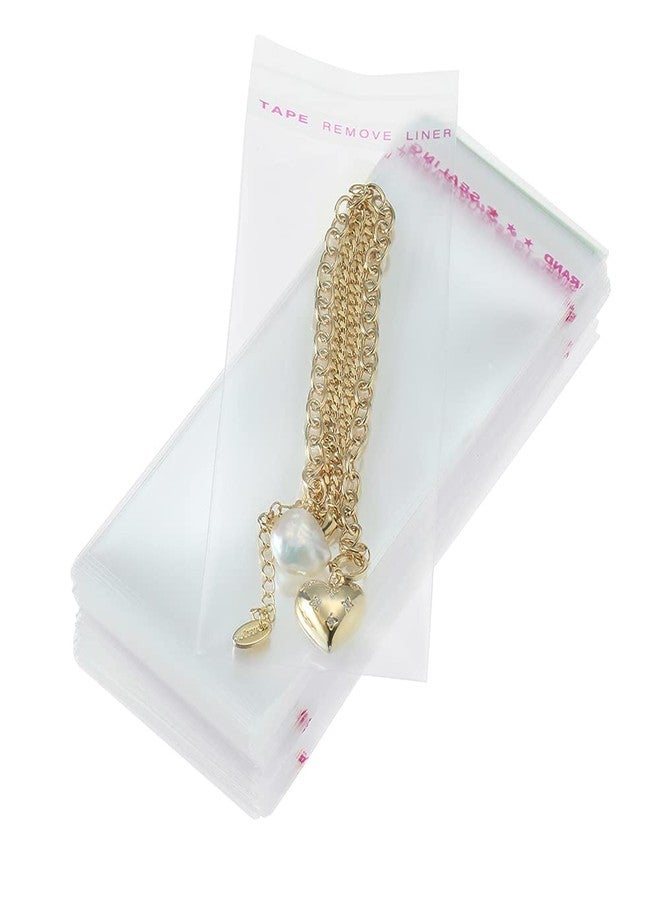 Macoota 200 Pcs 2" x 4" Thick 1.6 Mil Small Clear Self Sealing Resealable Cellophane Poly Bags Heavy-duty Adhesive Cello Plastic Bags Packaging Jewelry Earrings Beads Gift OPP Bag - Image 1