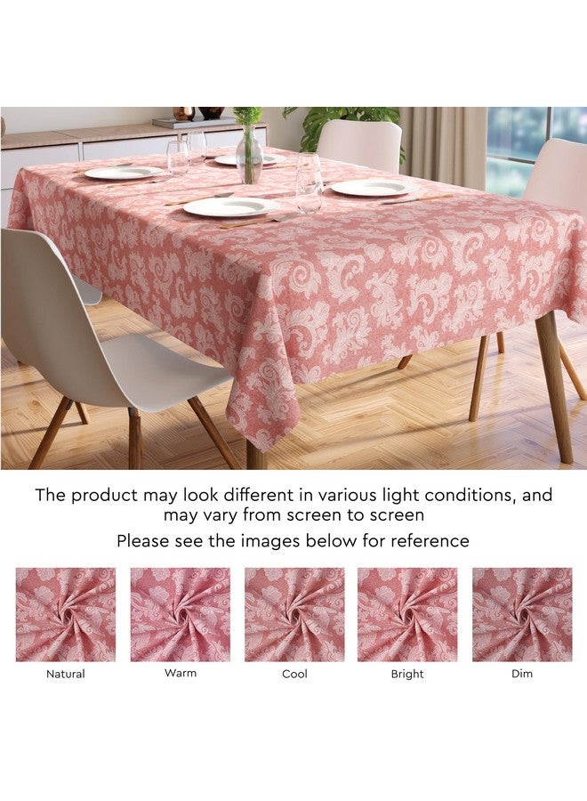 Encasa XO غطاء طاولة طعام إنكاسا XO لعدد 8 إلى 10 أشخاص | حجم مستطيل - 145x300 سم (57x118 بوصة) | مزخرف بنقوش زهرية حمراء على قماش الشامبراي القطني | قماش طاولة طعام للمناسبات الخاصة - Image 5