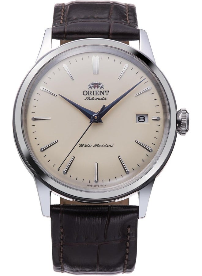 ORIENT Men Bambino Version 7 Automatic Men's Watch RA-AC0M04Y30B – Yellow Dial, Leather Strap, Domed Crystal, 38mm Case - Image 1