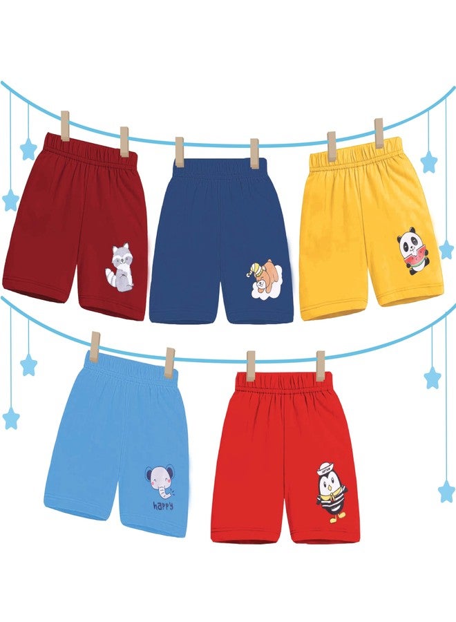 Kwitchy Boys & Girls Shorts Kids Short Cotton Printed Casual Regular Fit Summer Half Pants (Shorts Only) (Pack of 5) Multicolor, 6-12 M - Image 2