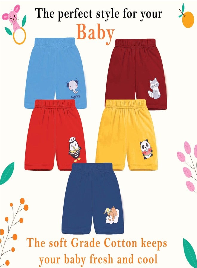 Kwitchy Boys & Girls Shorts Kids Short Cotton Printed Casual Regular Fit Summer Half Pants (Shorts Only) (Pack of 5) Multicolor, 6-12 M - Image 3