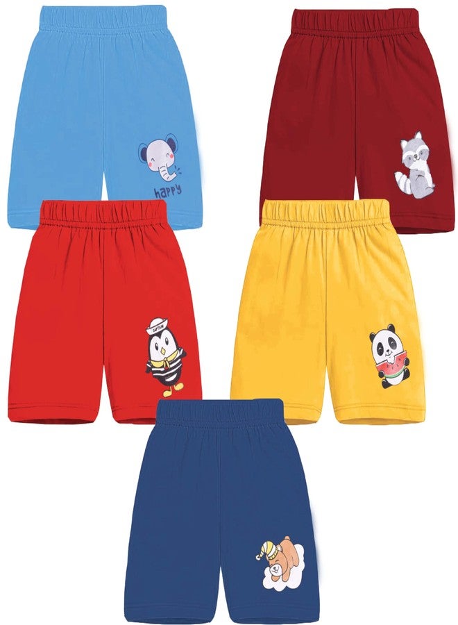 Kwitchy Boys & Girls Shorts Kids Short Cotton Printed Casual Regular Fit Summer Half Pants (Shorts Only) (Pack of 5) Multicolor, 6-12 M - Image 1