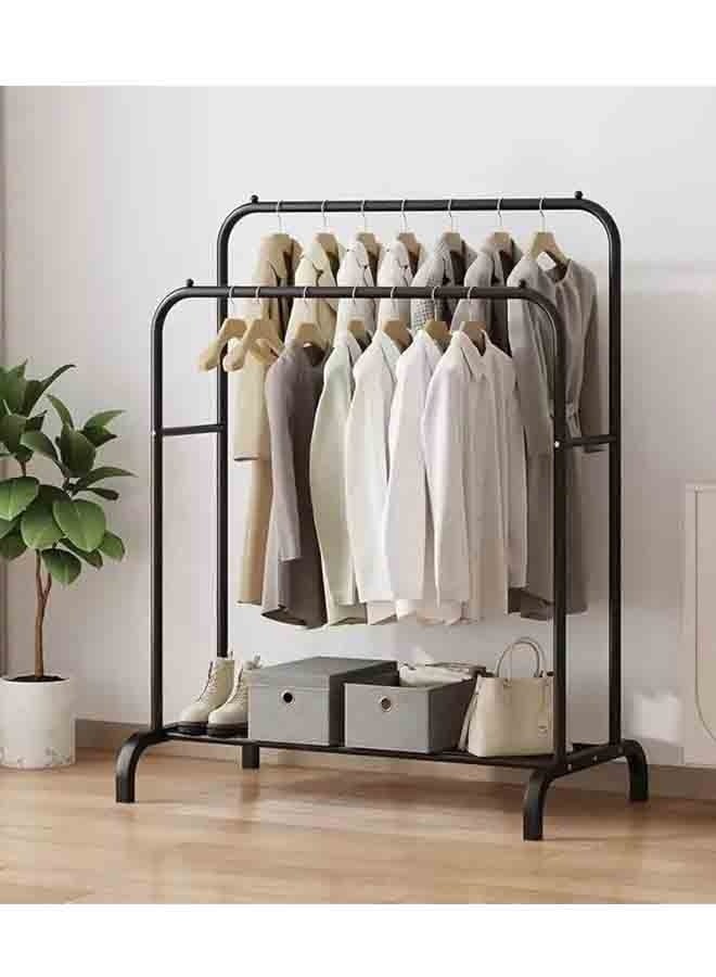 بلومنغ تايم 2 صف رف ملابس معدني ، 2 أزواج القضبان ، الملابس والأحذية التخزين ، غرفة نوم التخزين المنظم ، سهلة التجميع ، عدم الانزلاق الخرز تصميم - Image 1