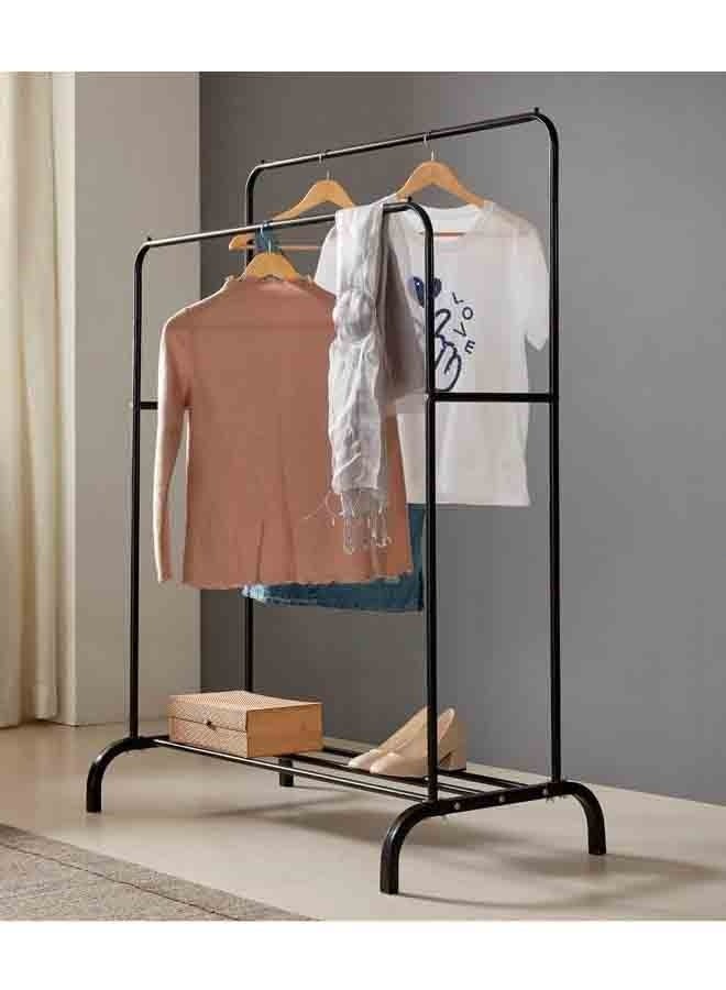 بلومنغ تايم 2 صف رف ملابس معدني ، 2 أزواج القضبان ، الملابس والأحذية التخزين ، غرفة نوم التخزين المنظم ، سهلة التجميع ، عدم الانزلاق الخرز تصميم - Image 4