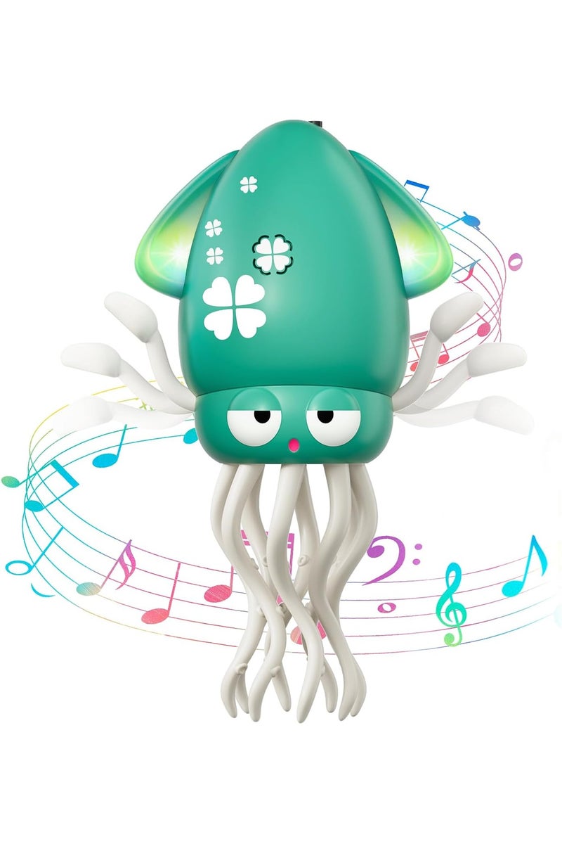 ATRJSZ Dancing Octopus Baby Toy, Electric Crawling Octopus Tummy Time Toy, Rechargeable Magic Dancing Music Squid for 3 4 5 6 Year Old Kids Boy Girl Birthday Gifts, Funny Squid for Office Desk Decor (Green) - Image 1