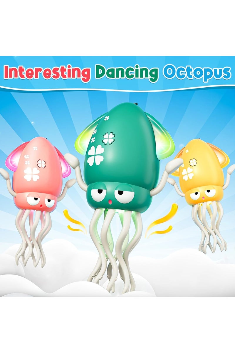 ATRJSZ Dancing Octopus Baby Toy, Electric Crawling Octopus Tummy Time Toy, Rechargeable Magic Dancing Music Squid for 3 4 5 6 Year Old Kids Boy Girl Birthday Gifts, Funny Squid for Office Desk Decor (Green) - Image 2