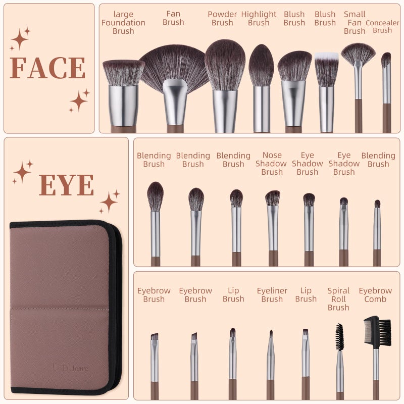 DUcare 22Pcs PRO Grade Makeup Brushes Professional with Bag 22Pcs Makeup Brush Set Premium Synthetic Kabuki Foundation Blending Brush Face Powder Blush Concealers Eye Shadows with Case - Image 4