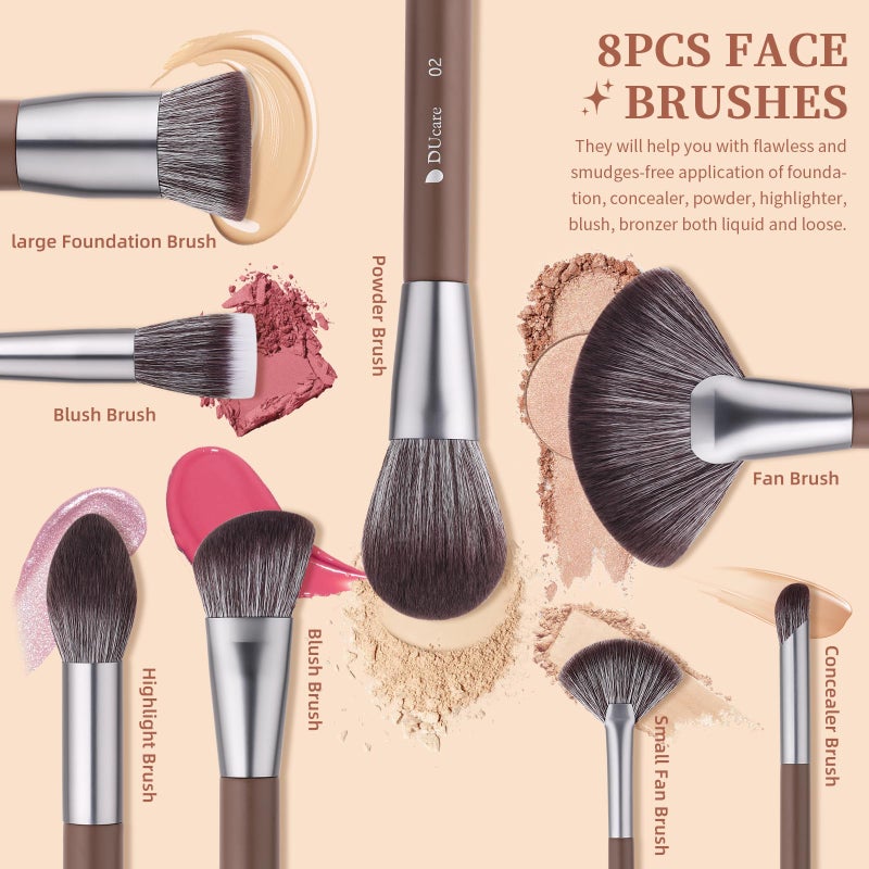 DUcare 22Pcs PRO Grade Makeup Brushes Professional with Bag 22Pcs Makeup Brush Set Premium Synthetic Kabuki Foundation Blending Brush Face Powder Blush Concealers Eye Shadows with Case - Image 5